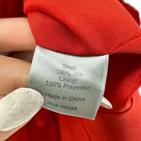 Beth Bowley Top Silk Floral Halter Womens Size 4 High Neck Bow Peplum Resort Red - Picture 9 of 9